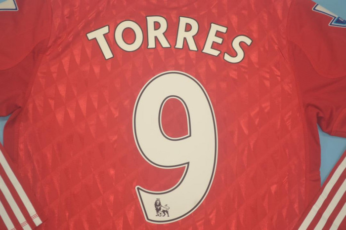 with EPL Patch Long Sleeve Retro Jersey 2010-2012 Liverpool TORRES 9 Home Soccer Jersey Vintage Football Shirt