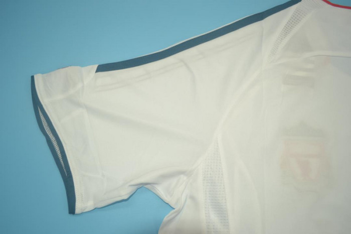 with UCL Patch Retro Jersey 2006-2007 Liverpool Away White Soccer Jersey Vintage Football Shirt