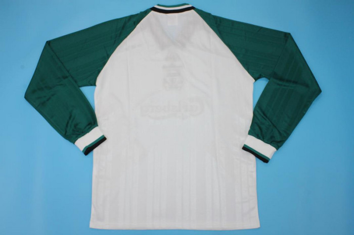 Retro Jersey Long Sleeve 1993-1995 Liverpool Away White/Green Soccer Jersey