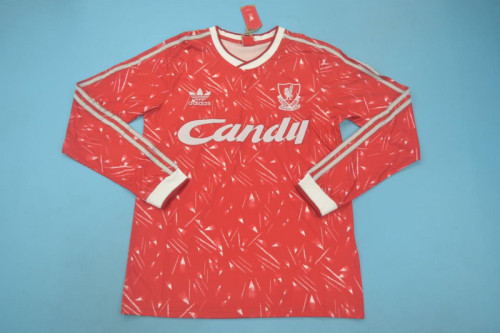 Long Sleeve Retro Jersey 1989-1990 Liverpool 7 MC MANAMAN Home Soccer Jersey Vintage Football Shirt