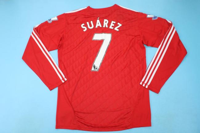with EPL Patch Long Sleeve Retro Jersey 2010-2012 Liverpool SUAREZ 7 Home Soccer Jersey Vintage Football Shirt