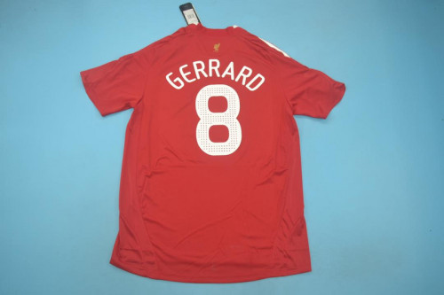 with UCL Patch Retro Jersey 2008-2009 Liverpool GERRARD 8 Home Soccer Jersey Vintage Football Shirt