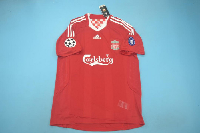 with UCL Patch Retro Jersey 2008-2009 Liverpool ALONSO 14 Home Soccer Jersey Vintage Football Shirt