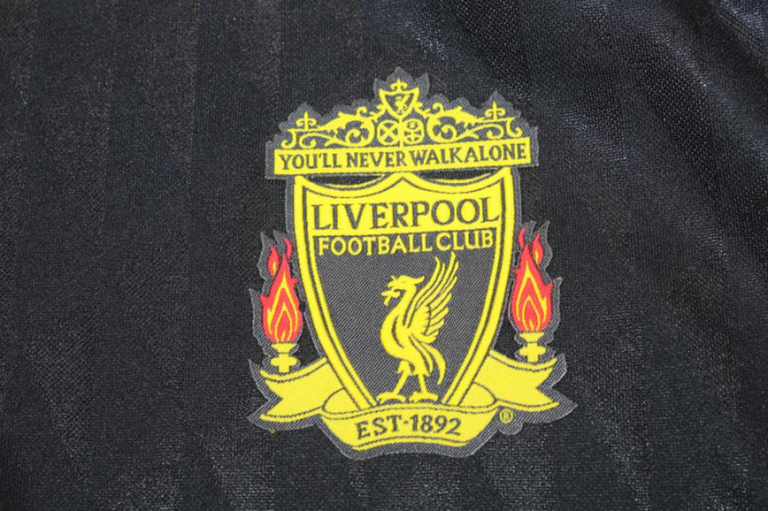 with Europa League Patch Retro Jersey 2010-2011 Liverpool 3rd Away Black Soccer Jersey Vintage Football Shirt