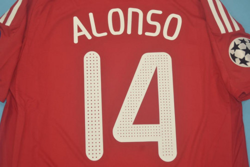 with UCL Patch Retro Jersey 2008-2009 Liverpool ALONSO 14 Home Soccer Jersey Vintage Football Shirt