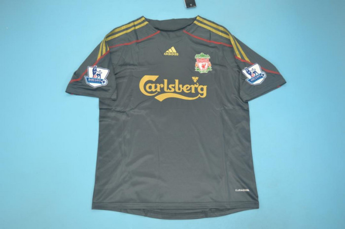 with EPL Patch Retro Jersey 2009-2010 Liverpool Gerrard 8 Away Black Soccer Jersey