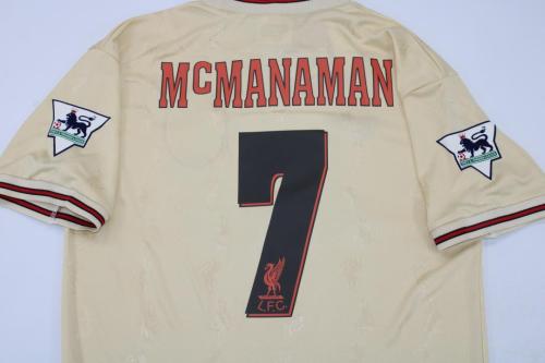 with EPL Patch Retro Jersey 1996-1997 Liverpool McMANAMAN 7 Away Soccer Jersey