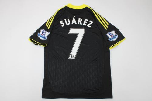 with EPL Patch Retro Jersey 2010-2011 Liverpool 7 SUAREZ 3rd Away Black Soccer Jersey