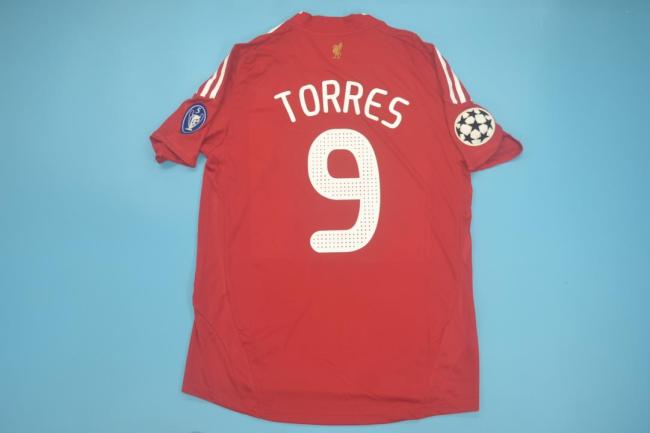 with UCL Patch Retro Jersey 2008-2009 Liverpool TORRES 9 Home Soccer Jersey Vintage Football Shirt