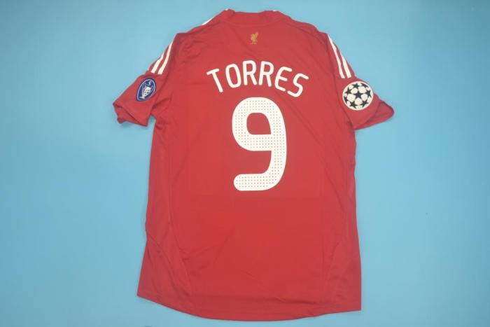 with UCL Patch Retro Jersey 2008-2009 Liverpool TORRES 9 Home Soccer Jersey Vintage Football Shirt