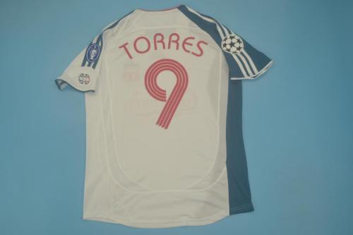 with UCL Patch Retro Jersey 2006-2008 Liverpool TORRES 9 Away White Soccer Jersey Vintage Football Shirt