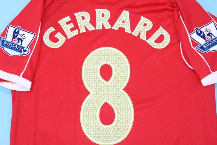 with Front Lettering+EPL Patch Retro Jersey 2014-2015 Liverpool GERRARD 8 Home Soccer Jersey Vintage Football Shirt