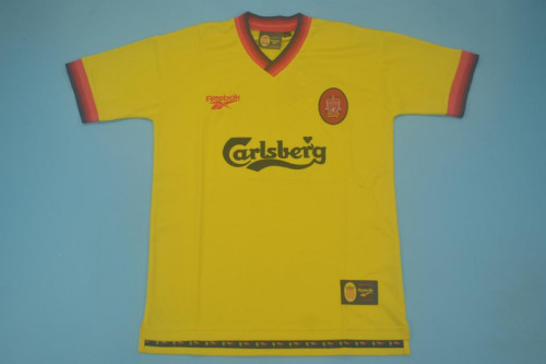 Retro Jersey 1997-1998 Liverpool Away Yellow Soccer Jersey Vintage Football Shirt