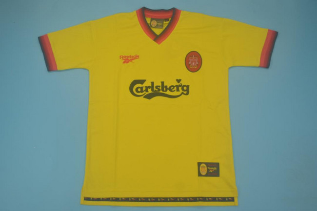 Retro Jersey 1997-1998 Liverpool Away Yellow Soccer Jersey Vintage Football Shirt