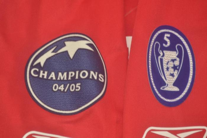 with UCL Patch Retro Jersey 2005-2006 Liverpool GERRARD 8 Home Soccer Jersey Red Vintage Football Shirt