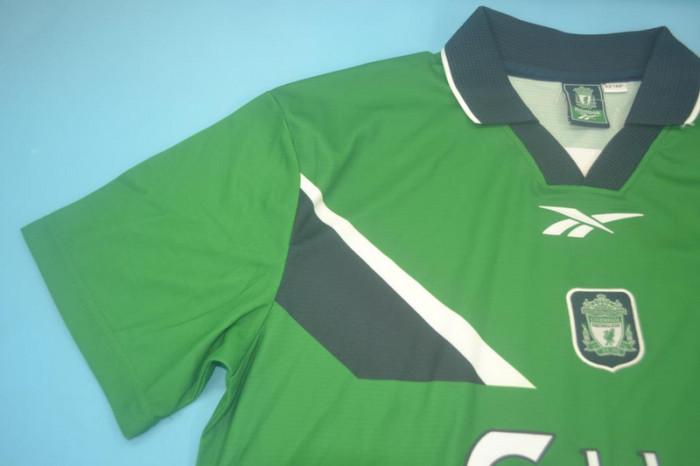 with EPLPatch Retro Jersey Liverpool 1999-2000 Away Green Soccer Jersey Vintage Football Shirt