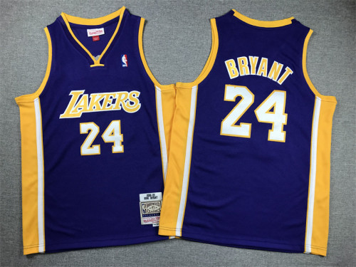 Youth Mitchell&ness 2008-09 KOBE BRYANT 24 Los Angeles Lakers Basketball Shirt Purple Kids NBA Jersey