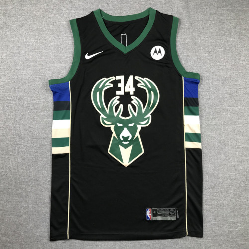 Milwaukee Bucks 34 ANTETOKOUNMPO Black NBA Shirt Basketball Jersey
