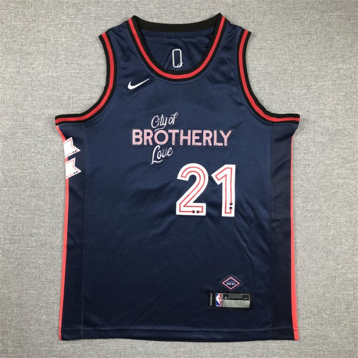 Youth Kids 2024 City Edition Philadelphia 76ers EMBIID 21 Borland NBA Jersey Child Basketball Shirt