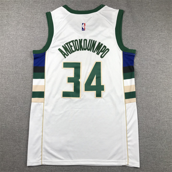 Milwaukee Bucks 34 ANTETOKOUNMPO White NBA Shirt Basketball Jersey