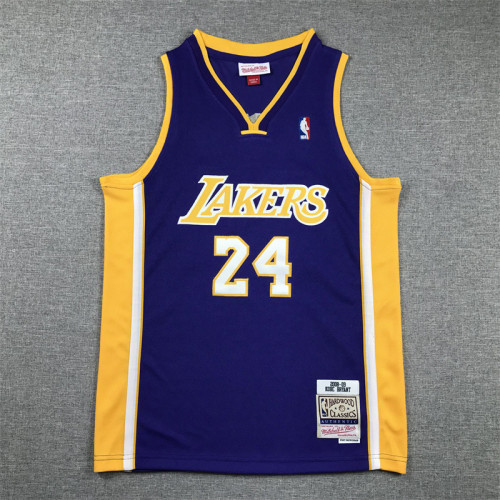 Youth Mitchell&ness 2008-09 KOBE BRYANT 24 Los Angeles Lakers Basketball Shirt Purple Kids NBA Jersey