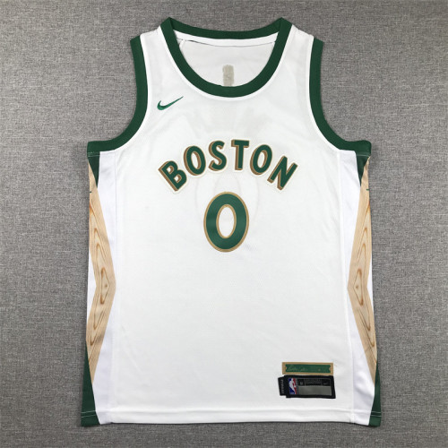 Youth Kids 2024 City Edition Basketball Shirt Boston Celtics 0 TATUM White NBA Jersey