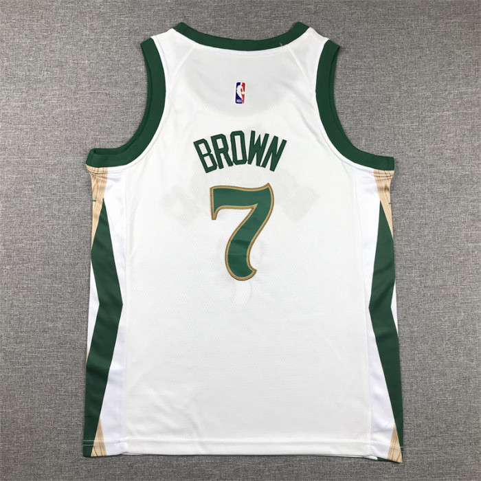 Youth Kids 2024 City Editon Boston Celtics 7 BROWN White NBA Jersey Basketball Shirt