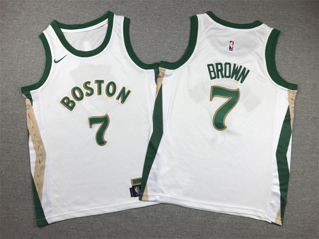Youth Kids 2024 City Editon Boston Celtics 7 BROWN White NBA Jersey Basketball Shirt