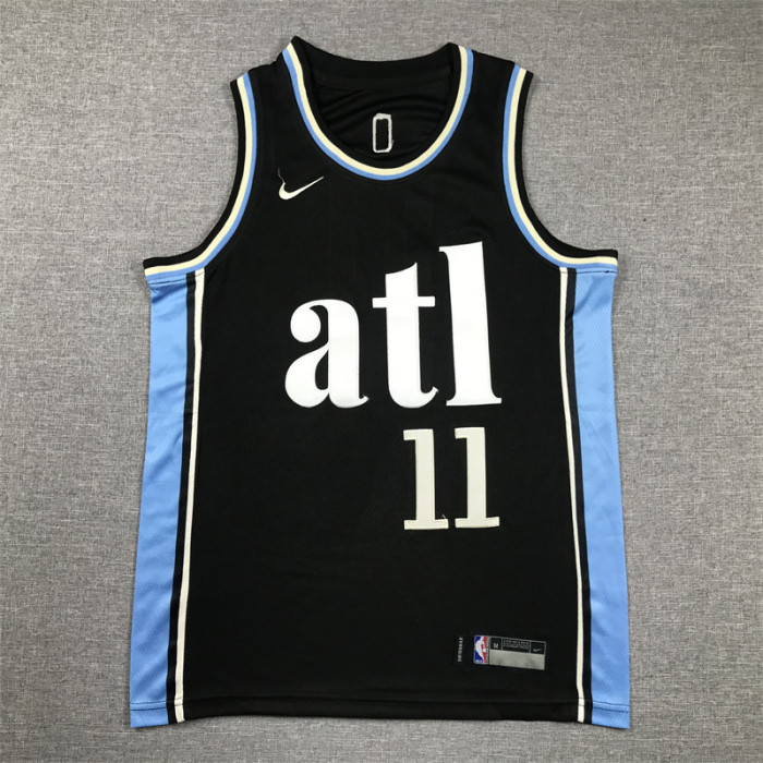 Youth Kids 2024 City Edition Atlanta Hawks 11 YOUNG Black NBA Jersey Child Basketball Shirt