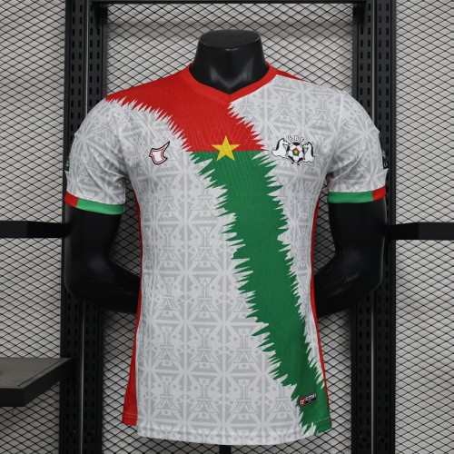 with Africa Cup Patch Player Version 2024 Burkina Faso Away White Soccer Jersey