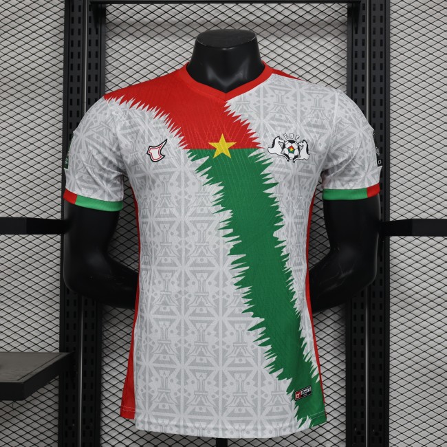 with Africa Cup Patch Player Version 2024 Burkina Faso Away White Soccer Jersey