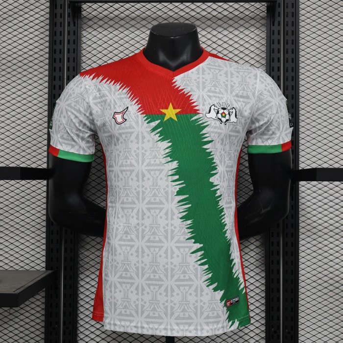 with Africa Cup Patch Player Version 2024 Burkina Faso Away White Soccer Jersey