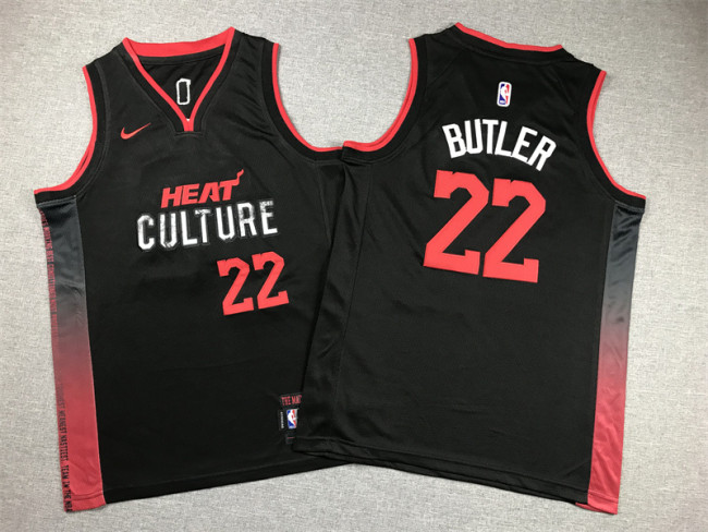 2024 City Edition Youth Miami Heat 22 BUTLER Black NBA Jersey Kids Basketball Shirt