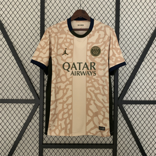 Maillot PSG Fan Version 2023-2024 Paris Saint-Germain 4th Away Beige Soccer Jersey