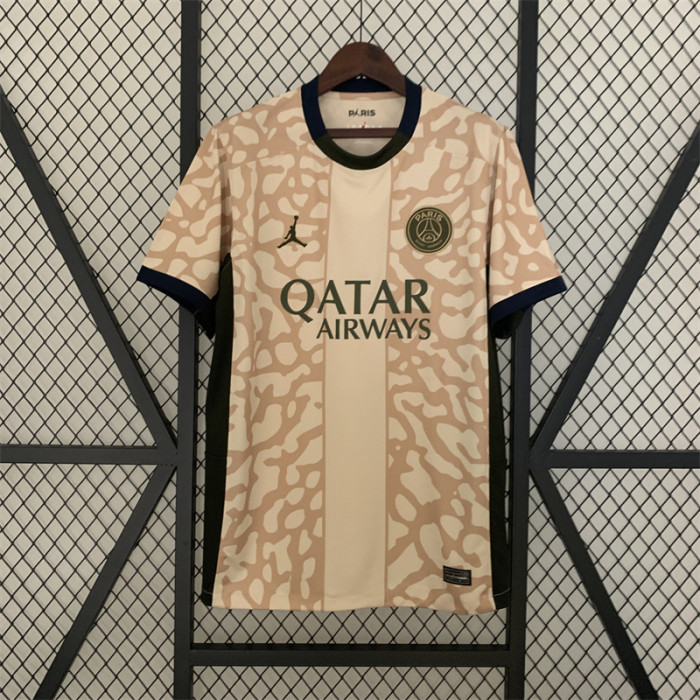 Maillot PSG Fan Version 2023-2024 Paris Saint-Germain 4th Away Beige Soccer Jersey