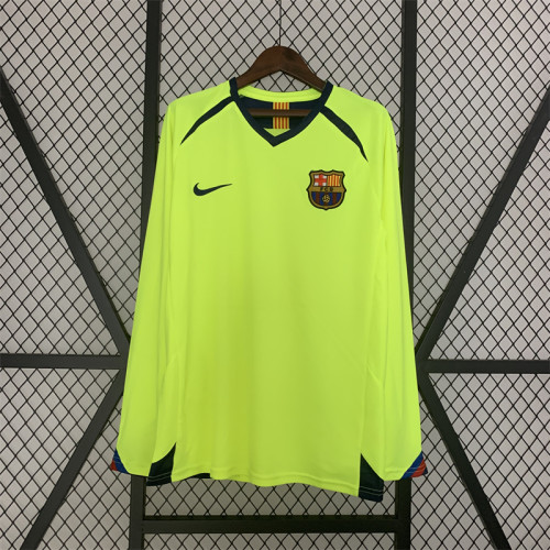 Retro Jersey Long Sleeve 2005-2006 Barcelona Away Green Soccer Jersey