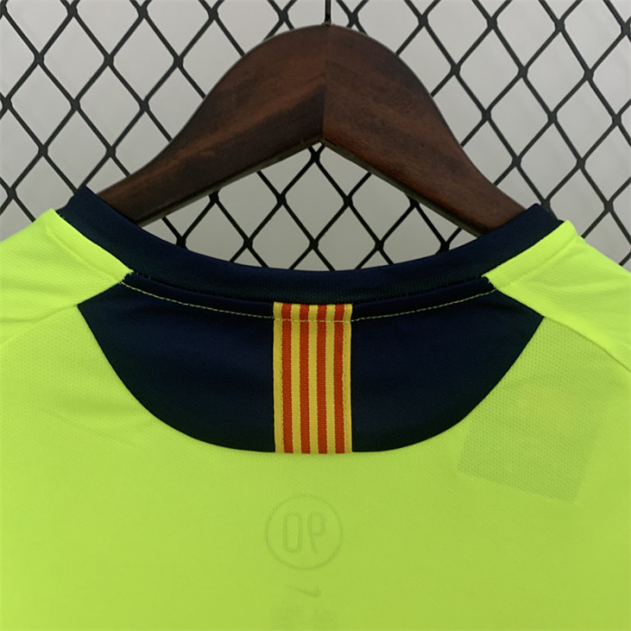 Retro Jersey Long Sleeve 2005-2006 Barcelona Away Green Soccer Jersey
