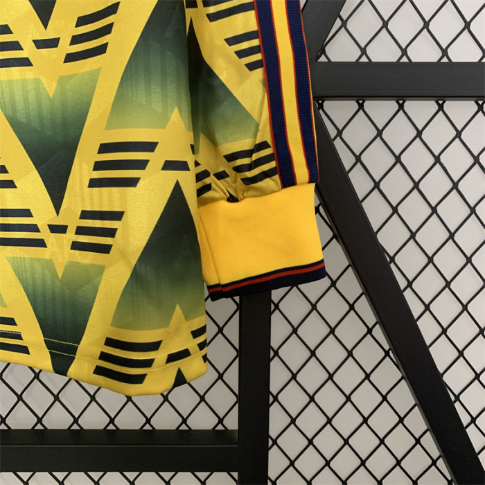 Long Sleeve Retro Jersey 1991-1993 Arsenal Away Yellow Vintage Soccer Jersey