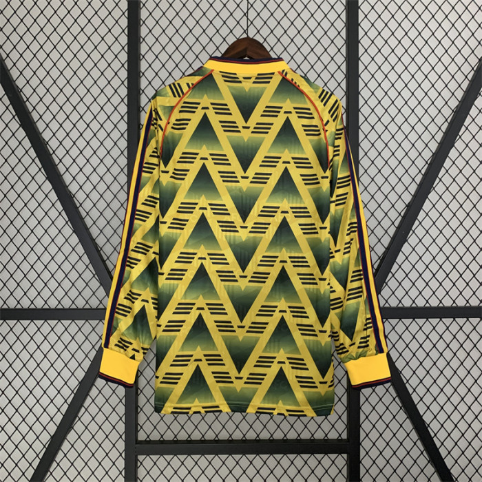 Long Sleeve Retro Jersey 1991-1993 Arsenal Away Yellow Vintage Soccer Jersey