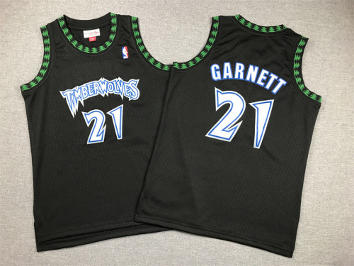 Mitchell&Ness 1997-98 Minnesota Timberwolves 21 KEVIN GARNETT NBA Jersey Black Men's Basketball Shirt