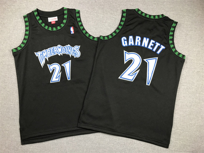 Mitchell&Ness 1997-98 Minnesota Timberwolves 21 KEVIN GARNETT NBA Jersey Black Men's Basketball Shirt
