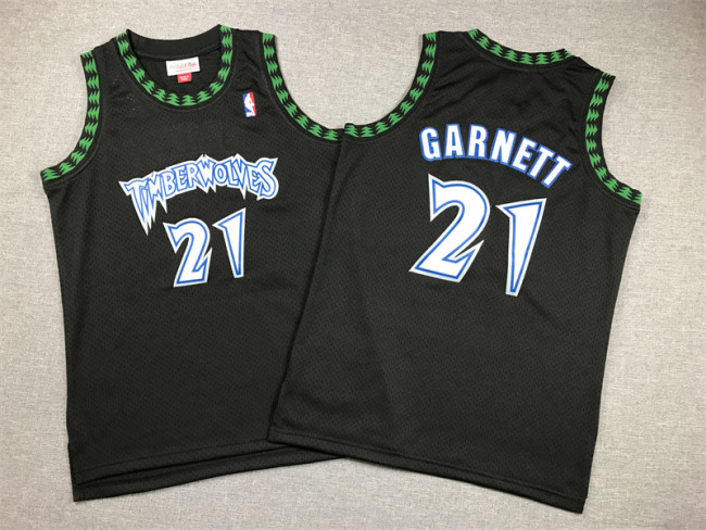 Mitchell&Ness 1997-98 Minnesota Timberwolves 21 KEVIN GARNETT NBA Jersey Black Men's Basketball Shirt