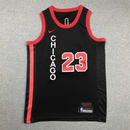 Youth Kids 2024 City Edition Chicago Bulls 23 JORDAN Black NBA Shirt Child Basketball Jersey