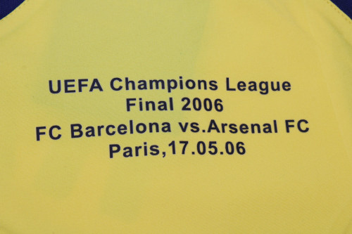 with Front Lettering+UCL Patch Retro Jersey 2005-2006 Arsenal Away Yellow Soccer Jersey Vintage Football Shirt