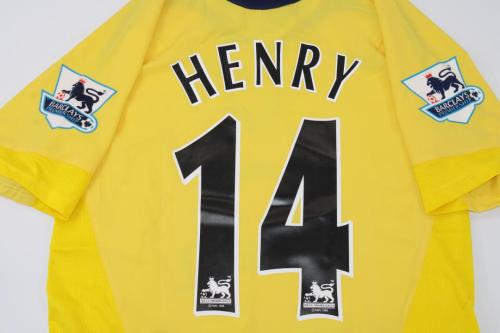 with EPL Patch Retro Jersey 2005-2006 Arsenal Henry 14 Away Yellow Soccer Jersey Vintage Football Shirt