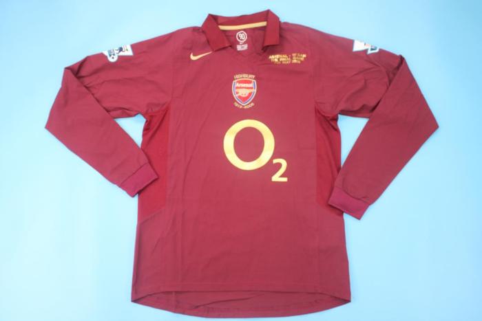 with Front Lettering+EPL Patch Retro Jersey Long Sleeve 2005-2006 Arsenal HENRY 14 Home Soccer Jersey