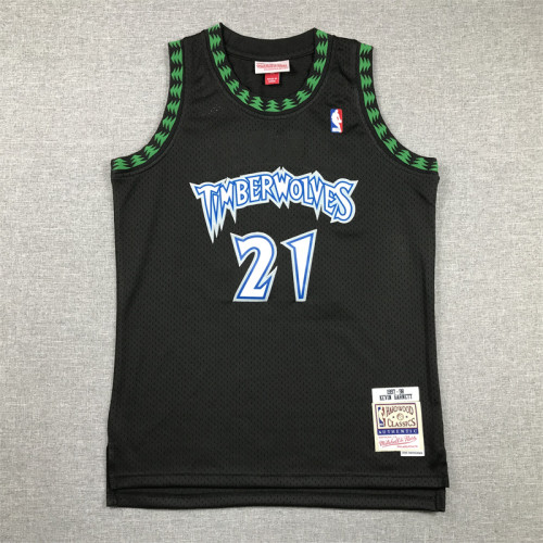Mitchell&Ness 1997-98 Minnesota Timberwolves 21 KEVIN GARNETT NBA Jersey Black Men's Basketball Shirt