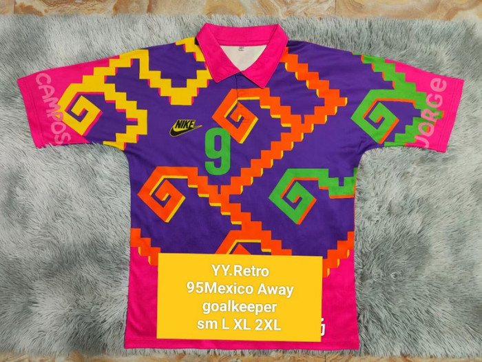 Retro Jersey 1995 Mexico 9 Campos Away Goalkeeper Soccer Jersey Vintage Football Shirt