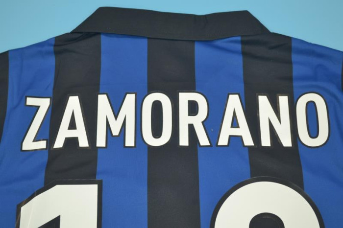 with UCL Patch Retro Jersey 1998-1999 Inter Milan 1+8 ZAMORANO Home Soccer Jersey Vintage Football Shirt