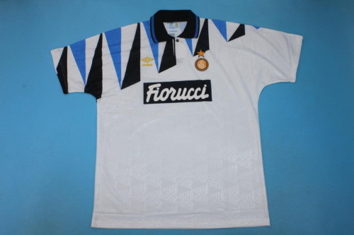 Retro Jersey 1991-1992 Inter Milan 11 Away White Soccer Jersey Vintage Football Shirt